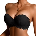 thumbnail image 5 of WCJM Bra Women Seamless Bandeau Bra Strapless Lace Wireless Padded Tube Top Bralette(Black,2XL), 5 of 5