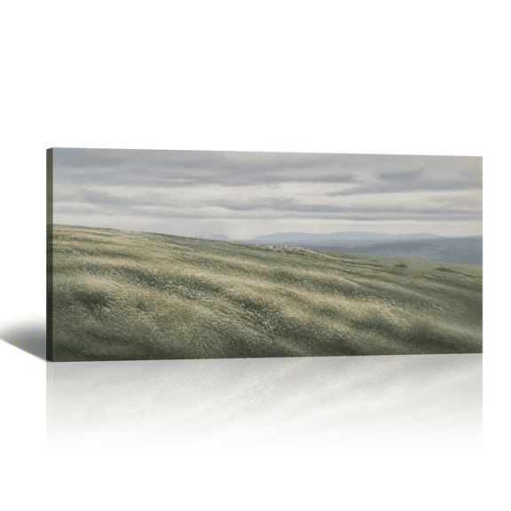 Vintage Rural Meadow Canvas Wall Art Rustic Country Field Picture Print, Tranquil Serene Artwork Modern Oil Paintings for Living Room Bedroom Home Office Decor