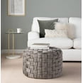 thumbnail image 4 of 24" Round Ottoman Pouf, Braided Ottoman Pouf, Modern Velvet Footrest Stool for Living Room, Bedroom, Entryway, Gray, 4 of 6