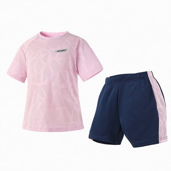 HCNTES Boys Clothes Short Sleeve T Shirt Top Shorts Sets Casual Summer Outifts for Kids 4T 5T 6T 7T 8T 9T 10T 11T 12T Children's Back to School Clothing(F02-Pink,9-10 Years)