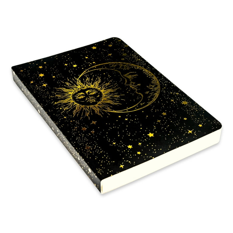 Piccadilly Sun, Moon, & Stars Lined Flatline Journal, flexi