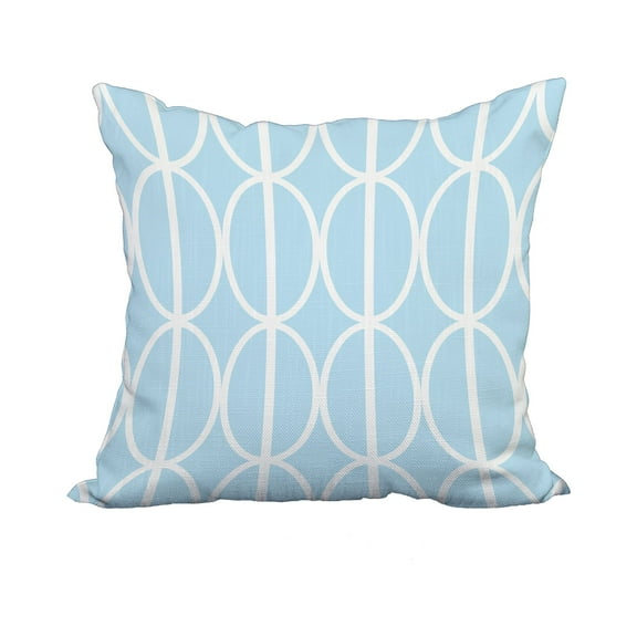 18 x 18 Inch Ovals Go 'Round Pale Blue Geometric Print Decorative Polyester Throw Pillow with Linen Texture