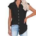 thumbnail image 3 of T Shirts For Women Womens Tops Casual Solid Color Breathable Single Breasted Shirts Short Sleeve Tops, 3 of 7