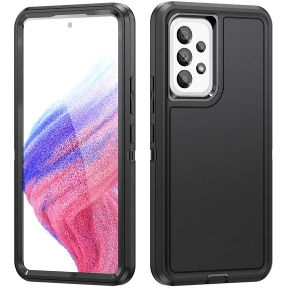 JTCASES for Samsung Galaxy A53 5G Case, Shockproof Anti-drop PC Frame Anti-slip Strip Silicone Back Shell Rugged Anti-scratch for Samsung Galaxy A53 5G (6.5" 2021) - Black