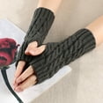 thumbnail image 2 of Elainilye Fashion Womens Winter Gloves Fingerless Gloves Twisted Knitted Wool Gloves Winter Warm Half Finger Mittens Fingerless Long Gloves,Gray, 2 of 4