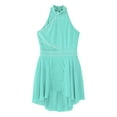 thumbnail image 5 of Lejafay Kids Girls Sleeveless Mock Neck Ice Skating Ballet Latin Dress Shiny Sequins Rhinestones Mint Green 8, 5 of 7