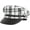 White Plaid, variant on Women Plaid PU Brim Polyester Newsboy Cap Bakerboy Hat Flat Top Captain Sailor Hat