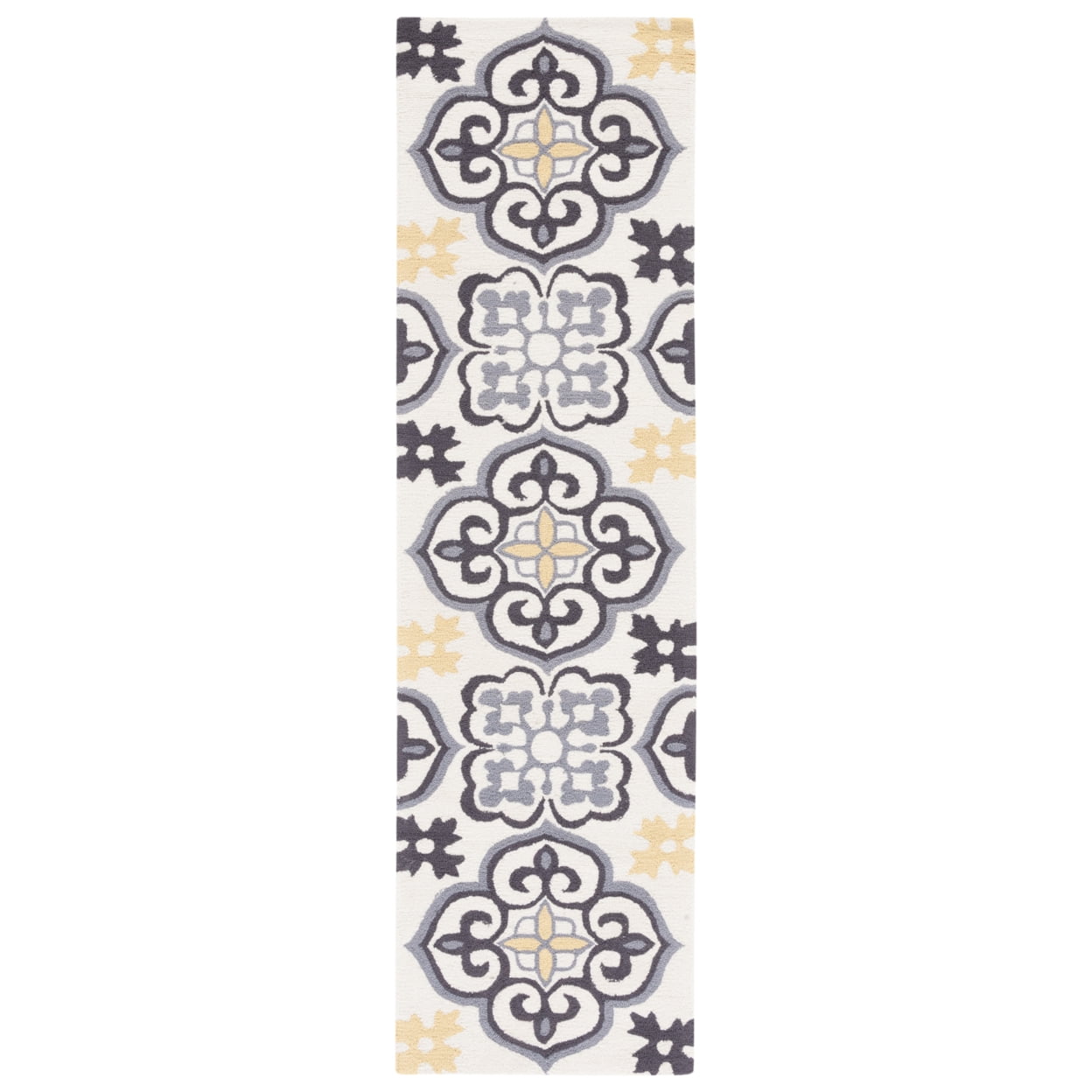 SAFAVIEH Four Seasons Katelynn Damask Polyester Area Rug, Grey/Ivory, 5' x 8'