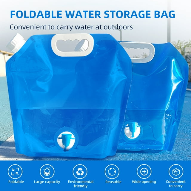 Sac de Stockage d'Eau Sac Pliable 2 Pcs 10L Grande Capacité avec Qualité Alimentaire Portable Sans Fuite pour Camping Randonnée Plein Air