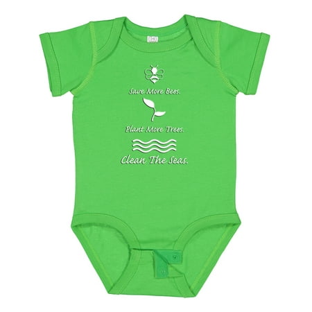 

Inktastic Save More Bees Plant More Trees Clean the Seas Gift Baby Boy or Baby Girl Bodysuit