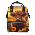 thumbnail image 1 of Fotbe Vintage Sunflower Cow A Mochila Maternidad - Lona de Sarga Impermeable, Mochila de Pañales de Gran Capacidad con Múltiples Bolsillos y Correas Ajustables, 1 of 6