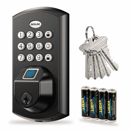 DESLOC A100F Fingerprint & Keypad Smart Lock, Keyless Entry Deadbolt for Front Door, Easy DIY Install, Auto-Lock, 12-Month Battery, IP54 Weatherproof