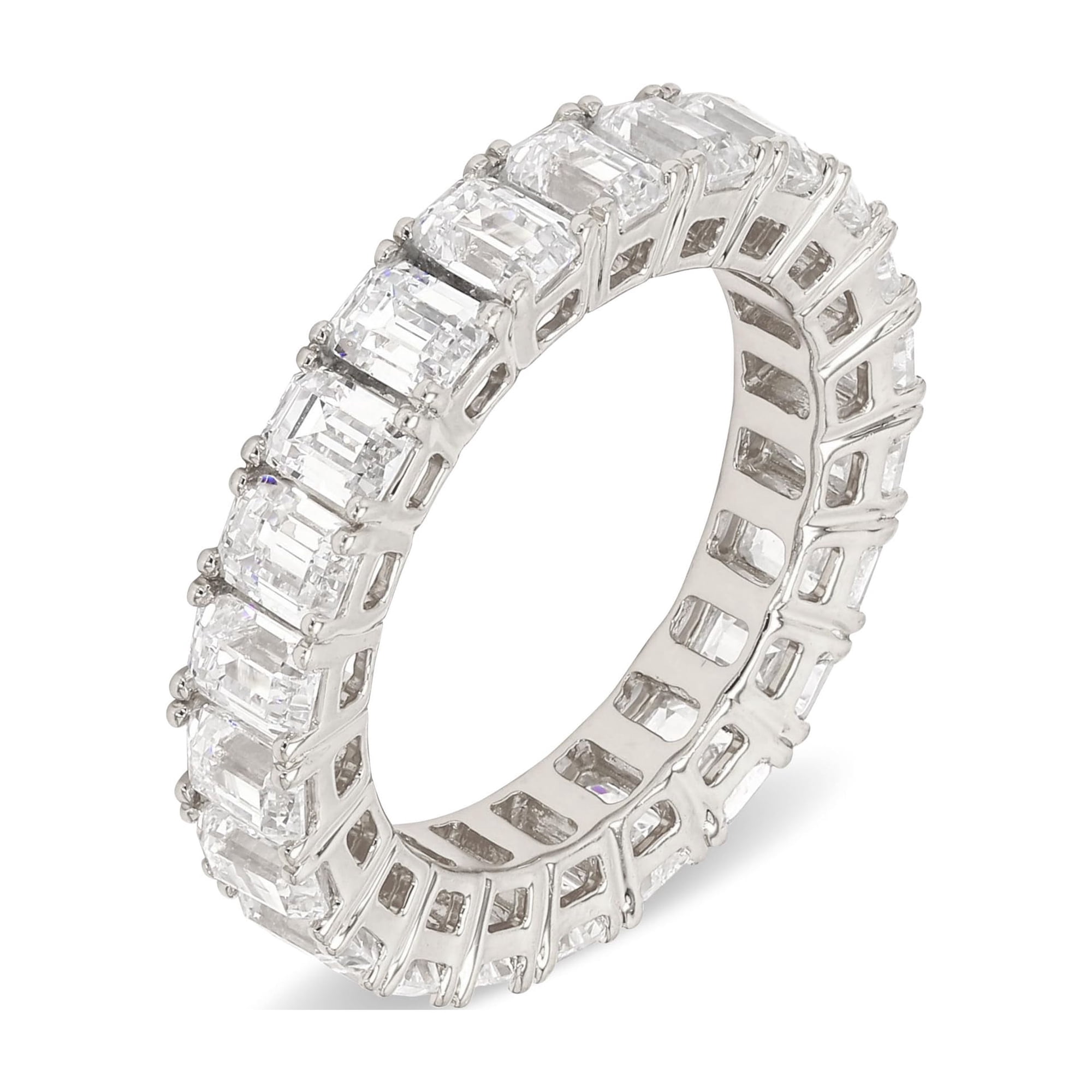 Houston Diamond District 1 to 8 Carat (ctw) Emerald Cut LAB GROWN Diamond Eternity Band (Color H-I Clarity VS1-VS2) Platinum 1 Carat Size: 4