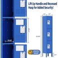 thumbnail image 3 of 66’’ Metal Lockers for Employees, Locking Storage Cabinet with Doors & Hooks, 3 Door Cabinet for Gym School Home Office Garage, Heavy Duty (Blue), 3 of 9