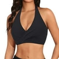 thumbnail image 1 of Women Push Up Bikini Top V Neck Full Coverage Swimsuit Top with Adjustable Straps and Buckle Closure, 1 of 4