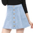 thumbnail image 4 of INSPIRE CHIC Falda Corta Acampanada De Cintura Alta Con Cierre De Botón De Gamuza Sintética Para Mujer Azul claro XS, 4 of 6