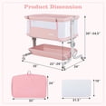 thumbnail image 5 of OLAKIDS 3-in-1 Baby Bassinet, Bedside Sleeper with Comfy Mattress, Wheels, 6 Height Adjustable, Storage Basket, Travel Bag, Portable All Mesh Crib for Newborn Infant (Pink), 5 of 8