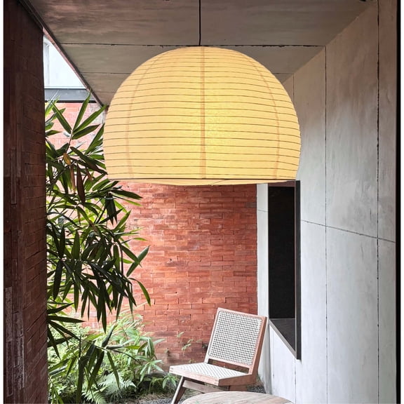 Large 18" Ceiling Light Covers White Natural Paper Bulb Shade for Hang Light Cozy Home Decor