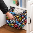 thumbnail image 5 of Football Foldable Organizer Bins Storage Containers Storage Bin with Handle, 10.8"x10.5"x10.6", Large Capacity, 5 of 6