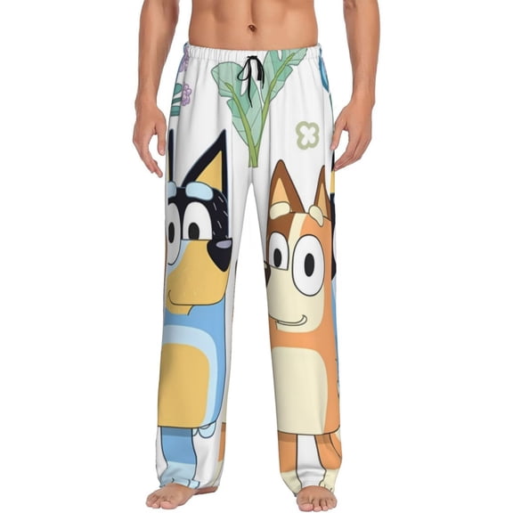 Silaia Bluey Print Mens Pajama Pants,Sleep & Lounge Pants, Men's Pajama Bottoms,PJ Bottoms with Pockets and Drawstring/Elastic Waist-