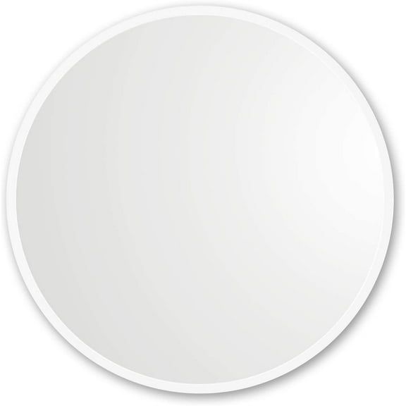 Better Bevel 36” x 36” White Rubber Framed Mirror | Round Bathroom Wall Mirror