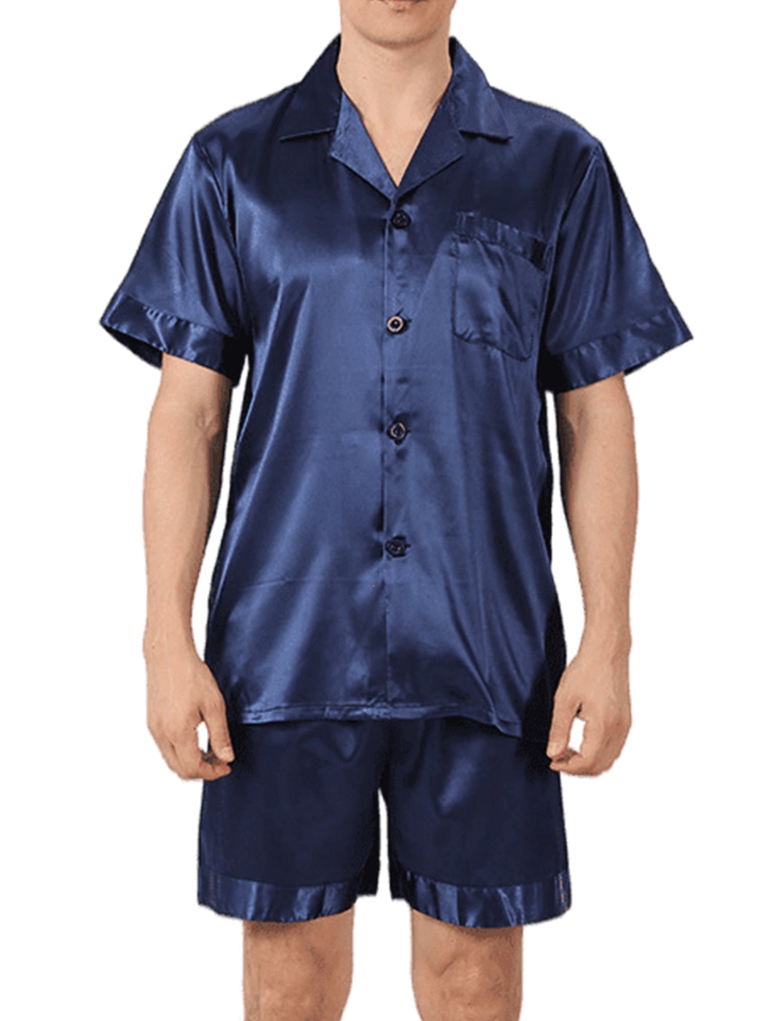 Hanerdun Men Pajamas Set Male Button Nightwear Short Sleeve Sleepwear ...