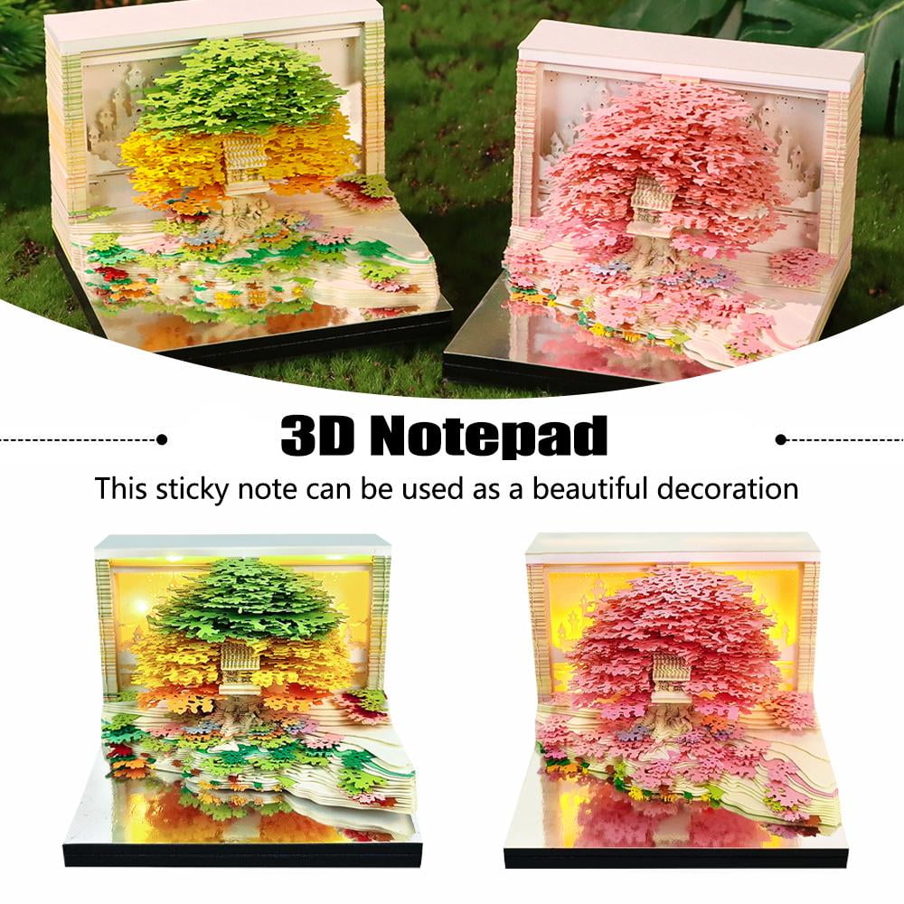 2026 3D Desk Calendar with LED Lights, 3D Memo Block, Tree House, Detachable 2026 Calendar, Time Piece Calendar 2026, Gift for Christmas, Thanksgiving, Birthday W1M5