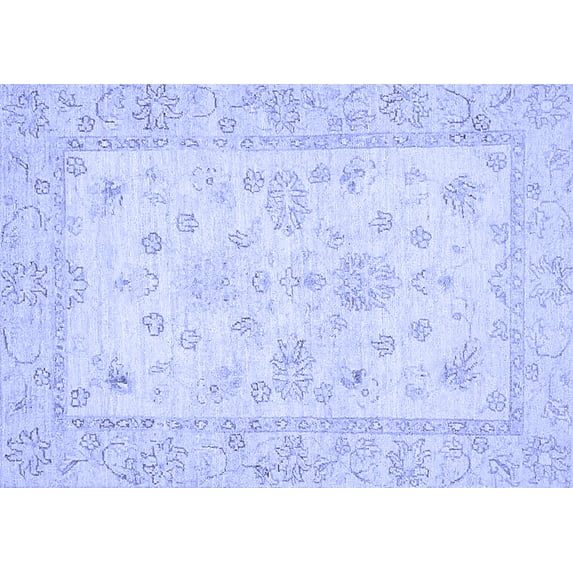 Ahgly Company Machine Washable Indoor Rectangle Oriental Blue Traditional Area Rugs, 2' x 3'