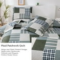 thumbnail image 5 of Smuge Coffee Blue Plaid Patchwork Reversible Microfiber Twin Quilt Set Lightweight, 3 Piece, 5 of 8