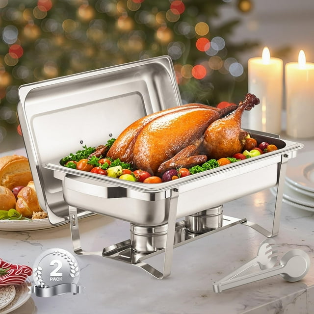 Juego de platos para buffet Hafing Dish VEVOR, 8 L, 2 unidades, acero inoxidable