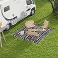 thumbnail image 3 of Demi Bonn 8' x 10' Reversible Clover Outdoor Rug Carpet RV Camping Rugs with Carry Bag for Camping, Deck, Beach, Backyard, Black, 3 of 11