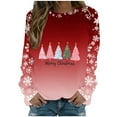 thumbnail image 2 of GaThRRgYP Plus Size T-shirts for Women,Ladies' Casual Christmas Printed Long-Sleeved Crew Neck Top Red M, 2 of 5