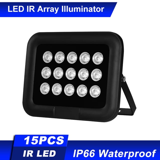Luz de inundación Irfora Iluminador infrarrojo 15pcs Array IR LEDS Iluminador IR Visión nocturna Gran angular Largo alcance Exterior Impermeable para cámara de seguridad CCTV Irfora Luz de inundación