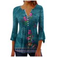 thumbnail image 1 of Camisas Awdenio para mujer, blusa informal de moda juvenil, cuello en V, camisa de tres cuartos, tops estampados de otoño, sudaderas, ofertas, 1 of 5