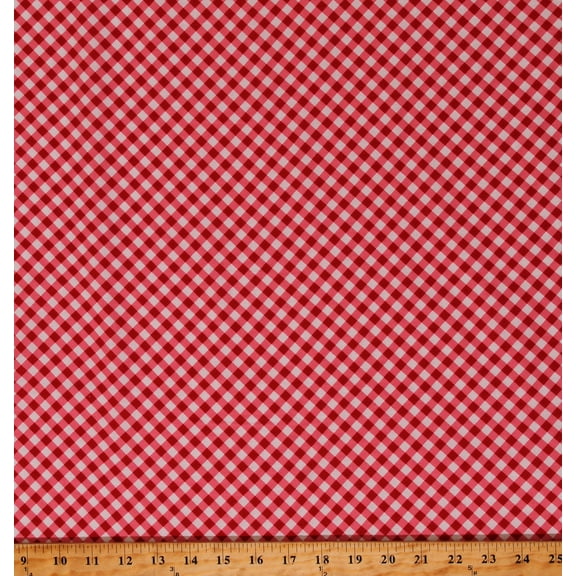 Cotton Vintage Diagonal Gingham Red and Cream Checkered Pattern Cotton Fabric Print by the Yard (GINGHAM-CD1550-CHERRY)