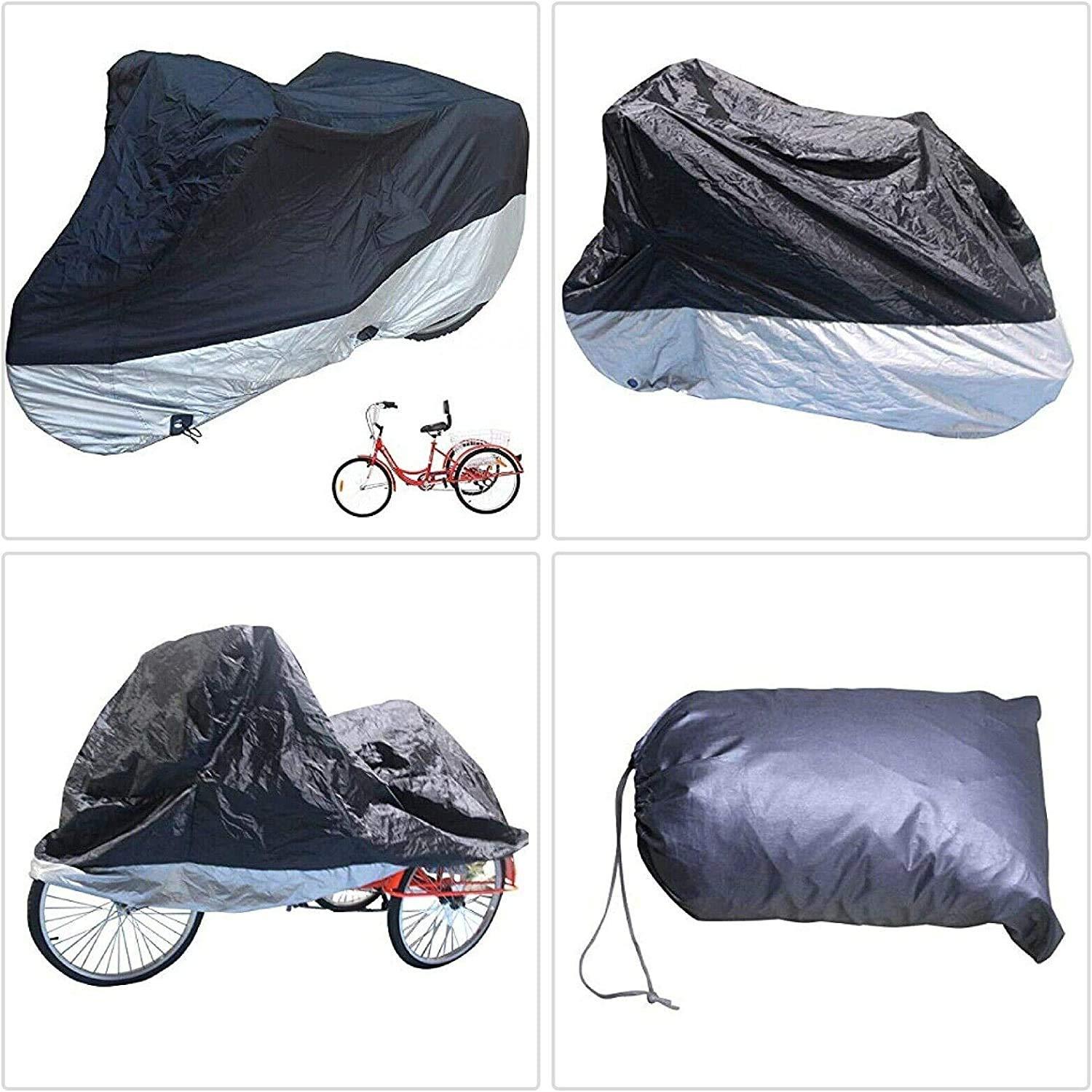 Bike Cover, Outdoor Waterproof and UV Protected Bike Cover, Adult Tricycle Cover Motorcycle Covers with Storage Bag for Mountain Road E-Bikes (86x37x43 Inches)
