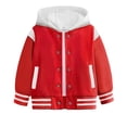 thumbnail image 2 of Boys Varsity Bomber Jacket Girls Baseball Collar Jackets Color Block Drop Shoulder Sweatshirt Lightweight Uniform Preppy Coat, 2 of 4