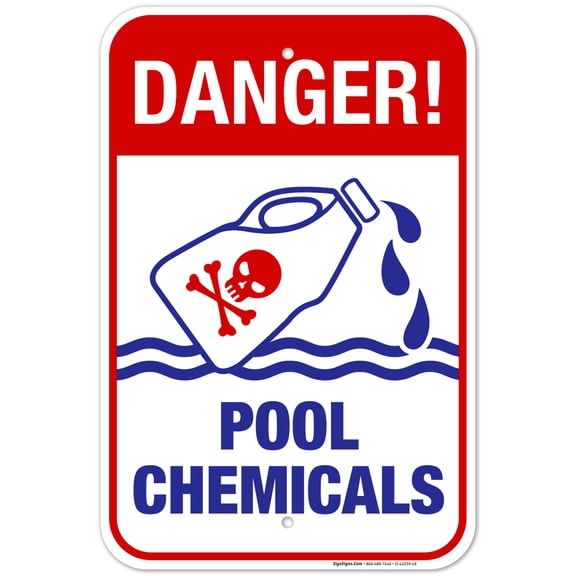 Pool Chemicals Sign, Pool Sign, 12x18 Aluminum