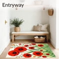 thumbnail image 3 of ODIKA 3'x5' Machine Washable Non-Slip Area Rug, Elegant Floral Meadow Poppy Bloom High Traffic Rug, Red, 677634, 3 of 7