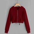 thumbnail image 2 of Hoodies for Women Solid Color Long Sleeve Zip Up Pocket Casual Hooded Sweatshirt Tops, 2 of 6