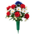 OakRidge Red Roses and White Carnation Memorial Bouquet – Silk Floral ...