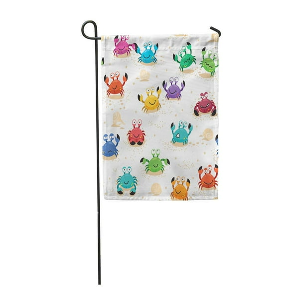 POGLIP Colorful Endless Crabs Childish Red Pattern Beach Bright Garden Flag Decorative Flag House Banner 28x40 inch