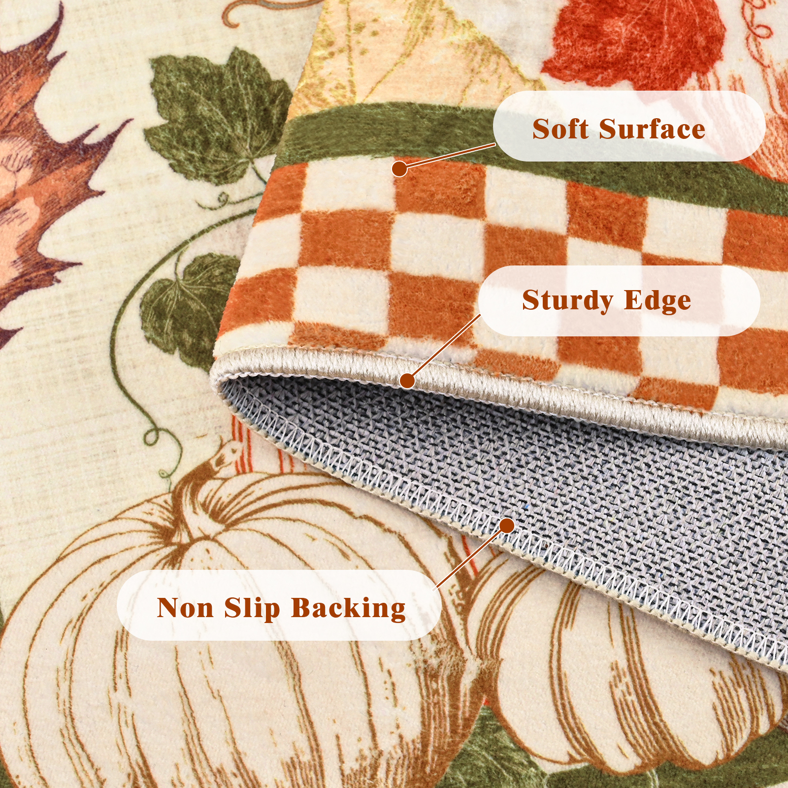 Bleum Cade Fall Area Rugs 2x3 Entryway Rug,Non Slip Washable Door Mat Outdoor Indoor Pumpkins Welcome Mat for Entrance,Beige