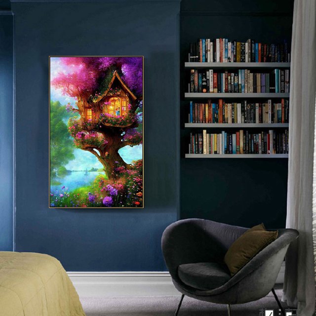 Cuadros Decorativos Jardín 5D bricolaje taladro redondo completo diamante pintura decoración del hogar arte artesanal (A2516) Wdftyju embutido en tela