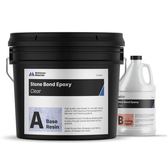 McKinnon Stone Bond Epoxy, 4 Gallon Kit, Resin Bound Surfacing Epoxy for Gravel & Pebble Stone, Easily Transform Your Driveway, Flooring, Indoor, Outdoor, Patios, Walkways, Stairs