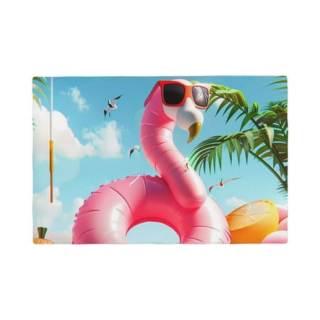 

Table Placemats Set of 4 - Tropical Flamingo Pool Float 12x18 In Faux Linen Double Heat Resistant Place Mats Cloth Indoor/Outdoor Placemats Washable Table Mats for Dining Kitchen Party