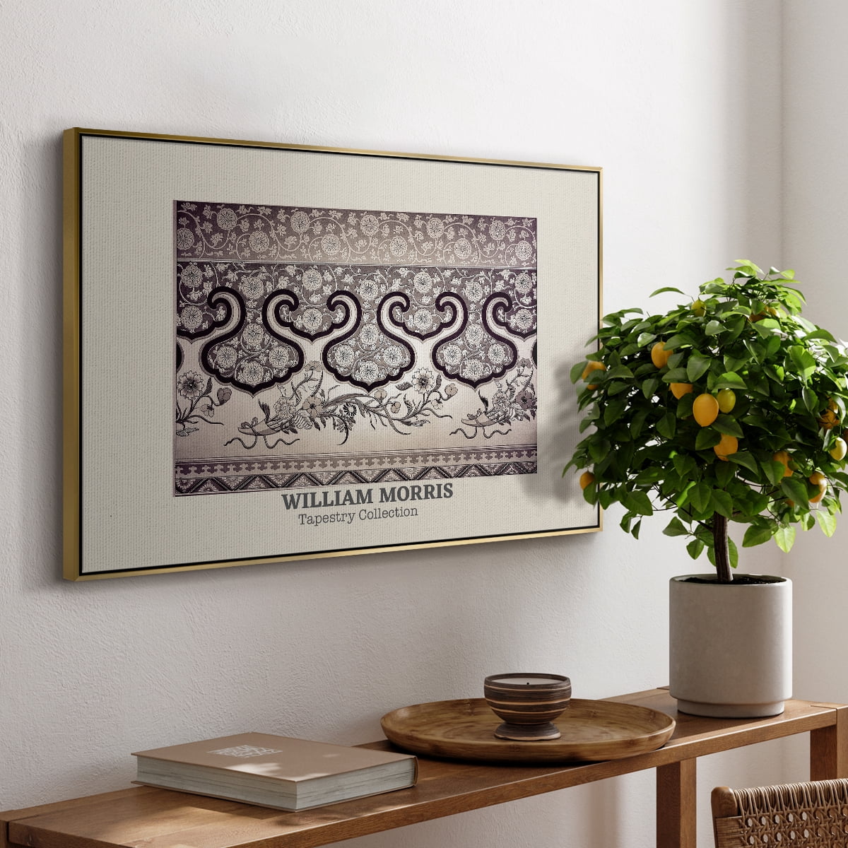 Vintage Abstract Print-XXXIII Framed in Gold Wood Gallery Wrapped Canvas 25 in. x 37 in.