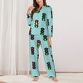 thumbnail image 2 of Pajama Sets for Women 2 Pcs, traffic light Pattern Button Down Long Sleeve Sleepwear Lounge PJ Sets, 2 of 6
