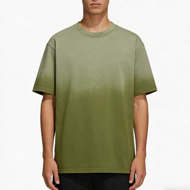 Tops para hombre, blusas y camisas de manga corta con cuello redondo para hombre, camisetas casuales holgadas a la moda con lavado vintage degradado, cuello redondo y manga corta, camisetas de poliést