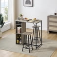 thumbnail image 4 of 3-Piece Counter Height Bar Table Set for 2, Small Rustic Dining Table with Storage Drawer and 2 Stools, Bar Kitchen Furniture for Apartment Grey, 4 of 6